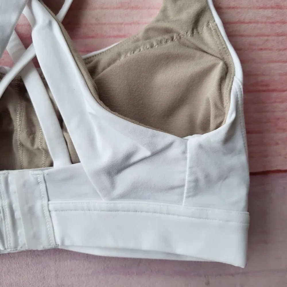 Lululemon White‎ Criss Cross Strappy Athletic Workout Sports Bra Women’s 4